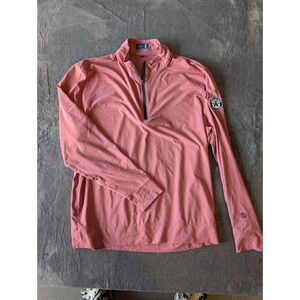 Stitch Golf Mens L Quarter Zip Pullover Coral Pink Lake Mohawk Golf Club Patch